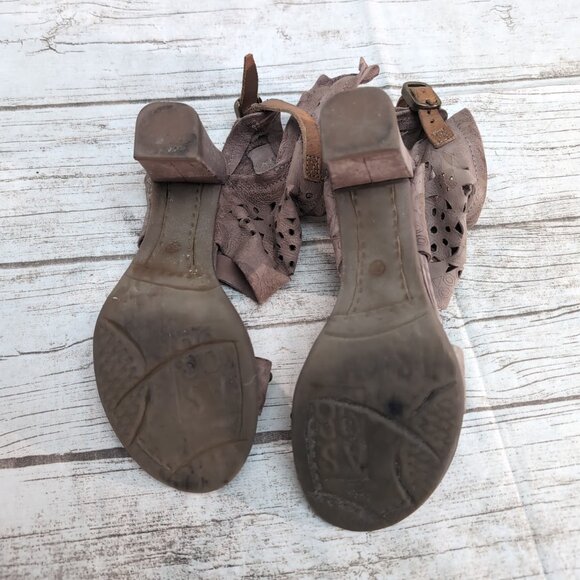 AS98 Rose Color Leather Gladiator Style Block Heel Sandals Women Size 38 - Picture 7 of 8